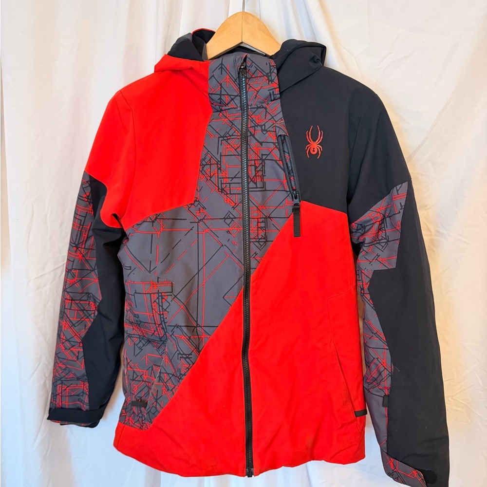 Spyder Boys Waterproof Ski/Snowboard Jacket – Red/Black – Size XL (18/20)